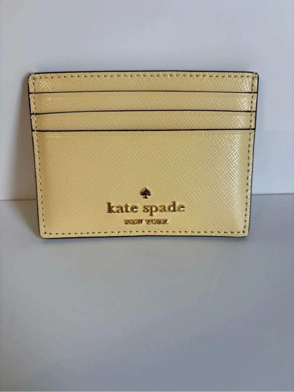 kate spade Pale Yellow Saffiano Card Wallet